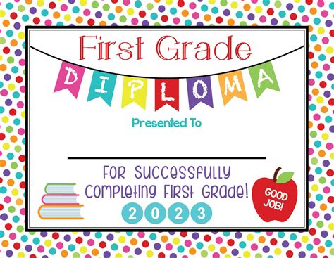 First Grade Certificate Printable
